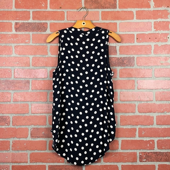 VICI Black and White Polka Dot Sleeveless V Neck Tank Blouse M - Picture 9 of 9